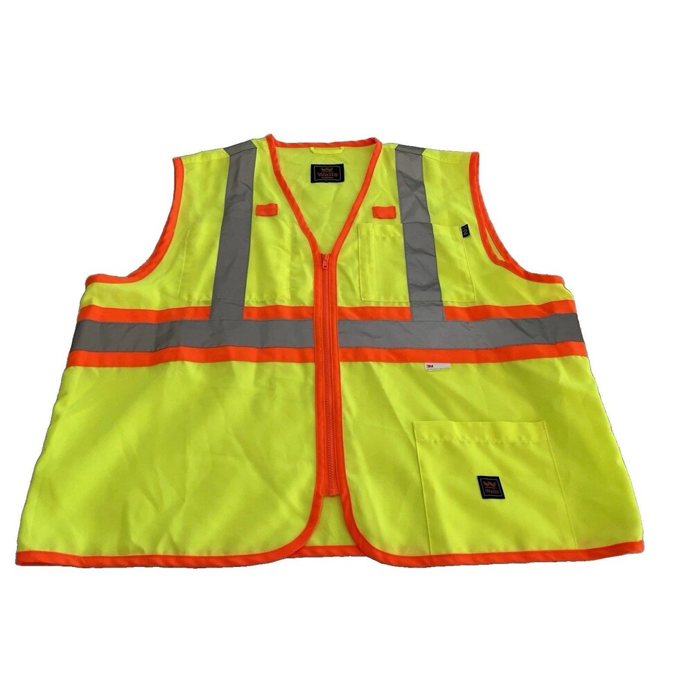 WALLS Ansi 2 Zip-Up Outdoor Work Vest 3M Reflective Material Men58" Chest 3XL?